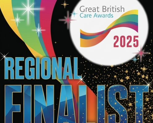 Great British Care Awards North West Finalist logo representing premium home care in lancashire by Unique Homecare.